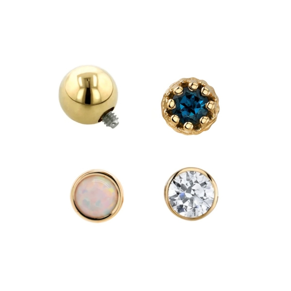 ISO Yellow Gold 14/12g Threaded Ends and 18/16g Threadless Ends +more